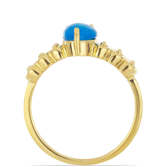 Goldplattierter Silberring mit blauem äthiopischem Opal aus Lega Dembi