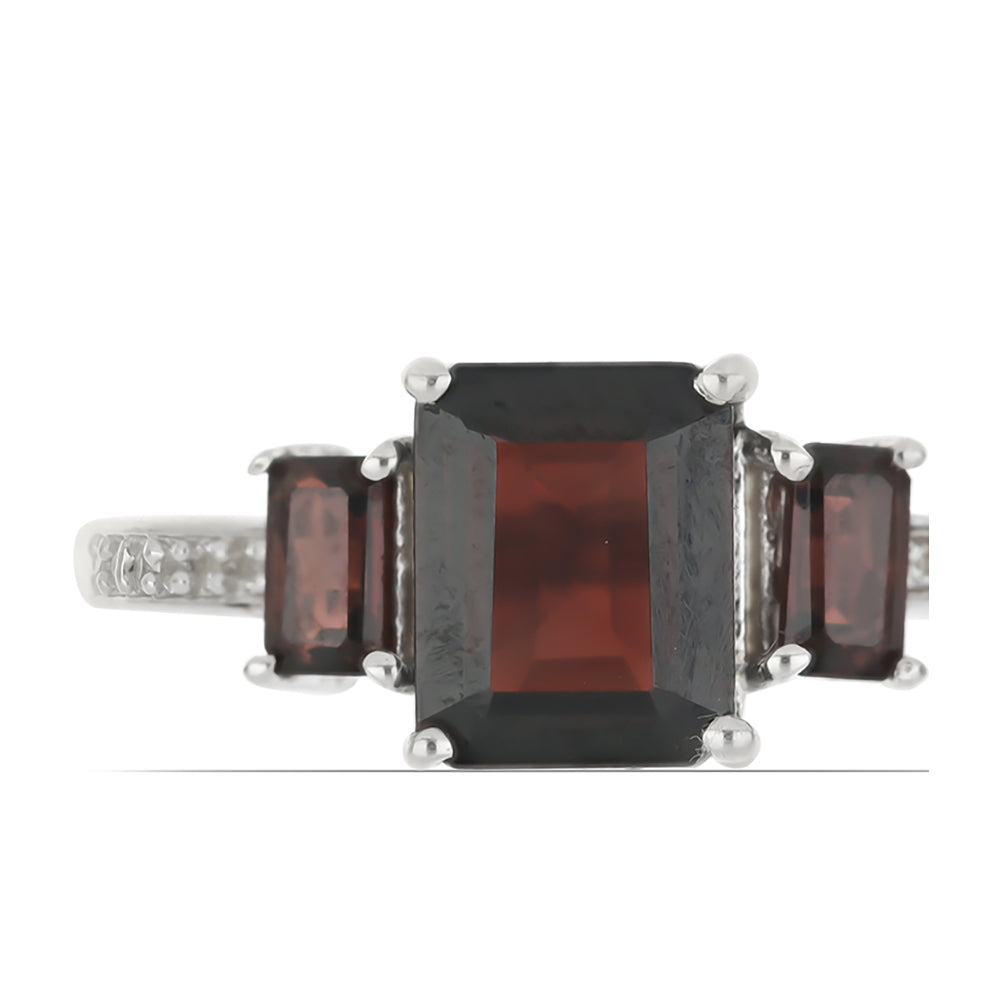 Silberring mit Barton Granat und weißem Topas