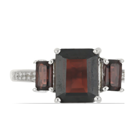 Silberring mit Barton Granat und weißem Topas