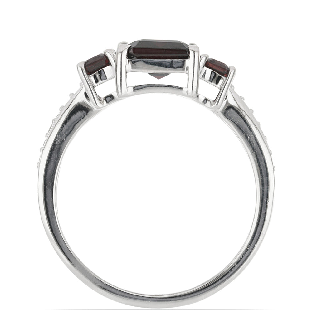 Silberring mit Barton Granat und weißem Topas