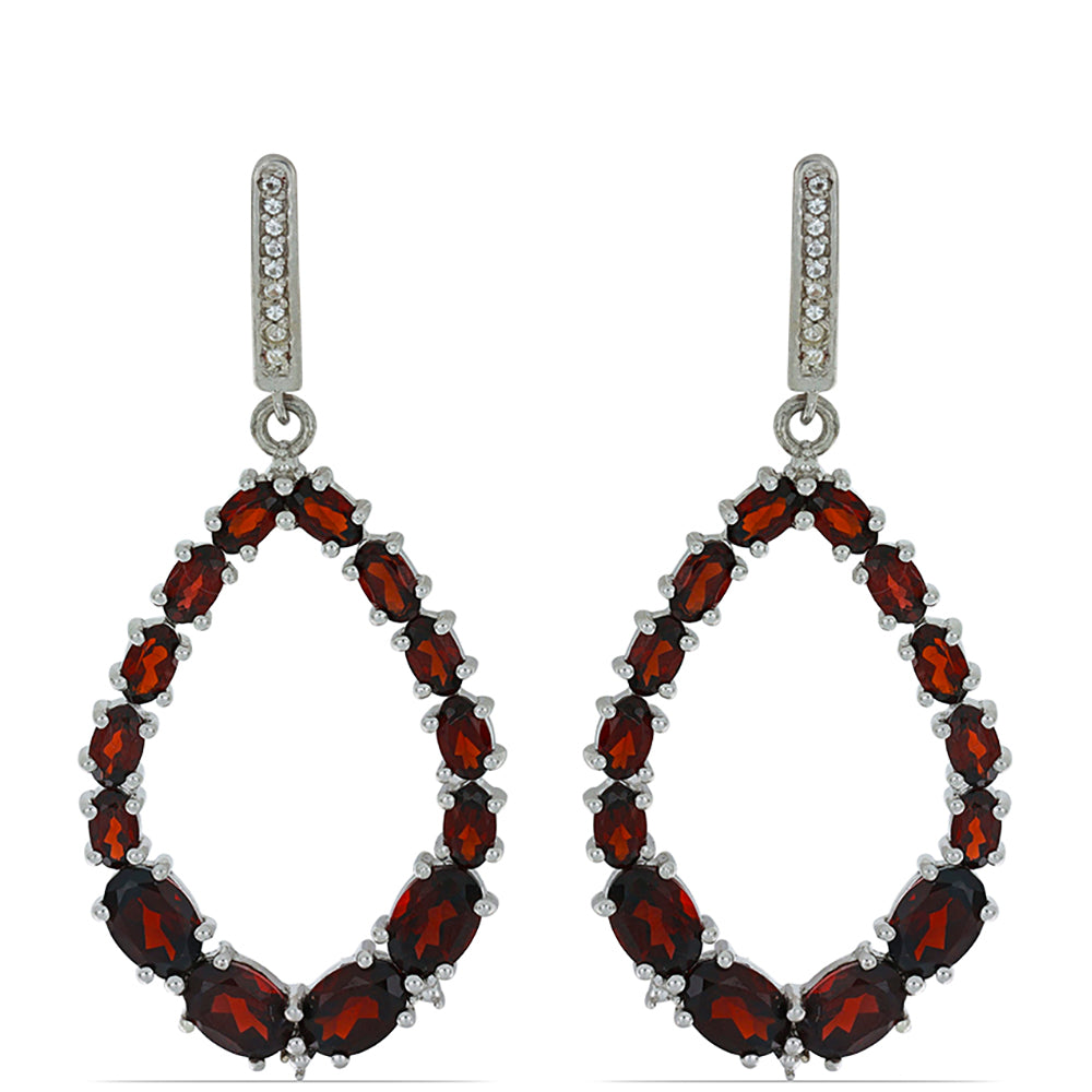 Silberohrringe mit Barton Granat und weißem Topas