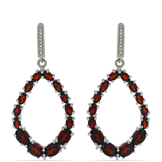 Silberohrringe mit Barton Granat und weißem Topas