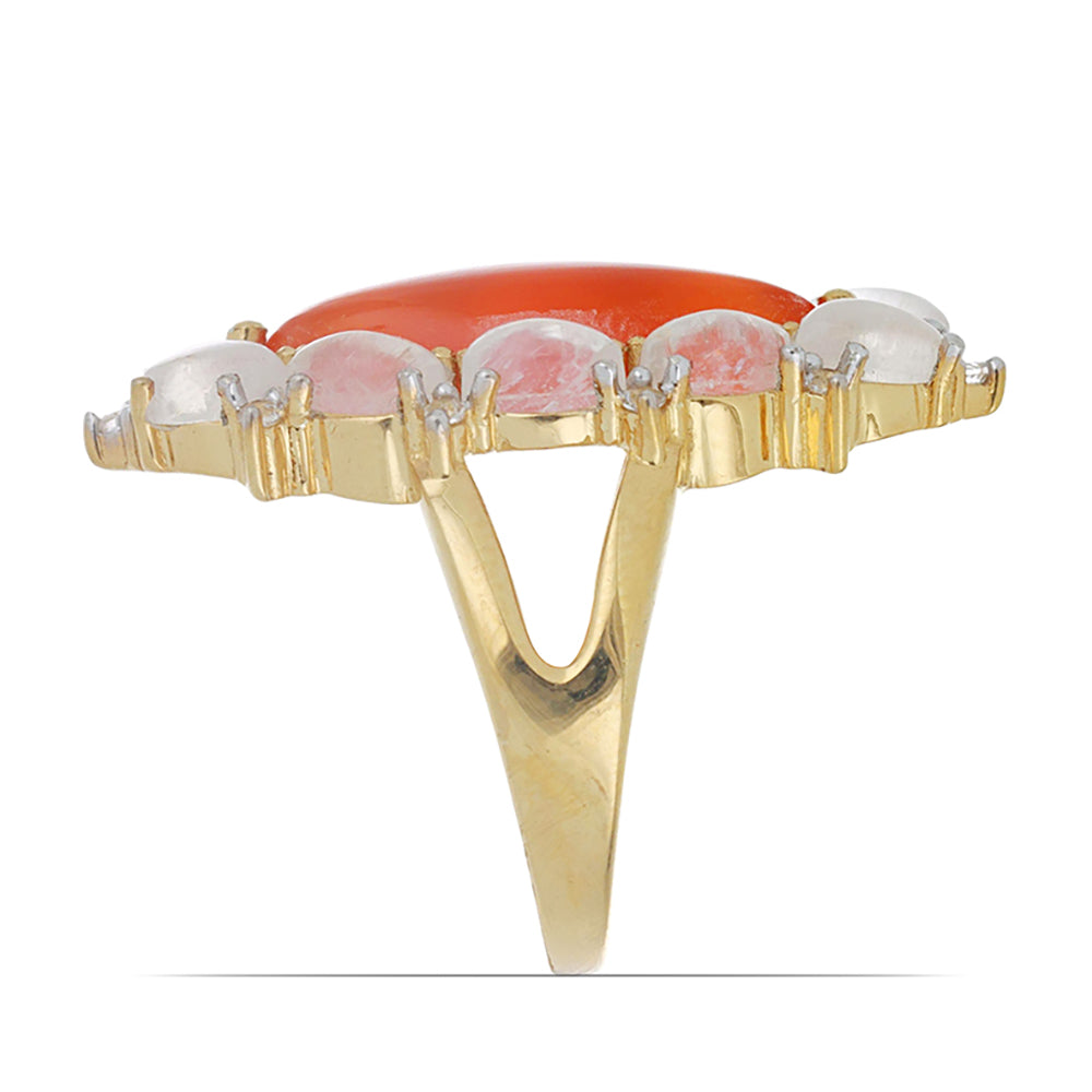 Goldplattierter Silberring mit Karneol und weißem Topas 2 