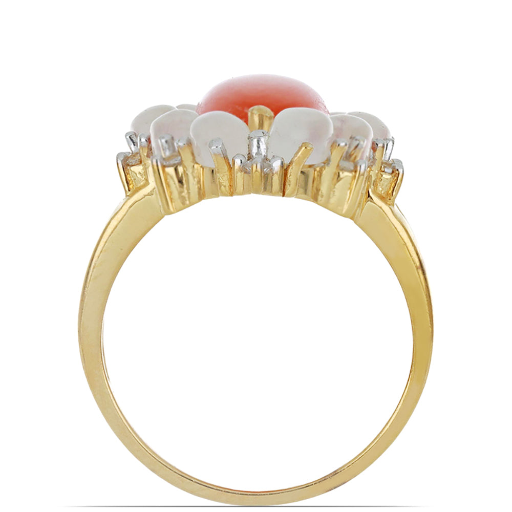 Goldplattierter Silberring mit Karneol und weißem Topas