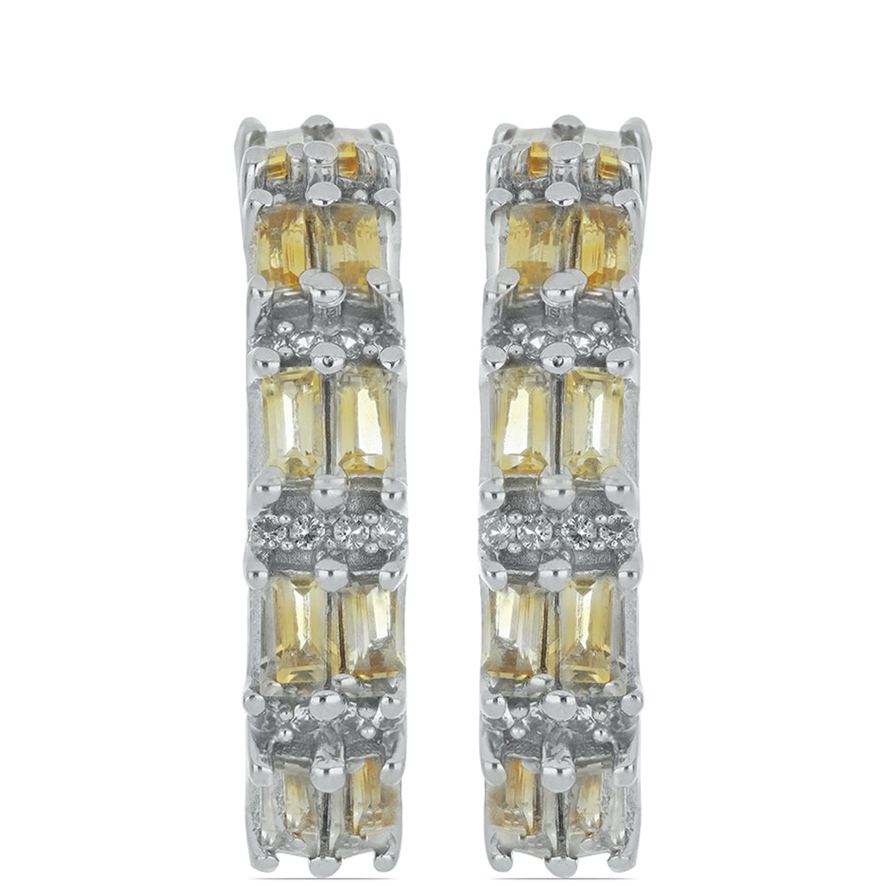 Silberohrringe mit Zitrin aus dem Ural und weißem Topas 1 