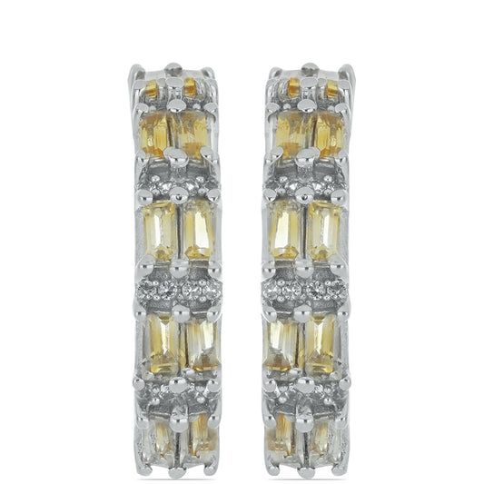 Silberohrringe mit Zitrin aus dem Ural und weißem Topas