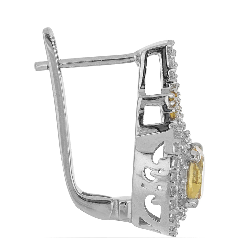 Silberohrringe mit Zitrin aus dem Ural und weißem Topas 2 