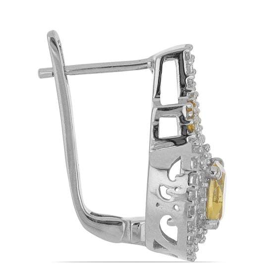 Silberohrringe mit Zitrin aus dem Ural und weißem Topas