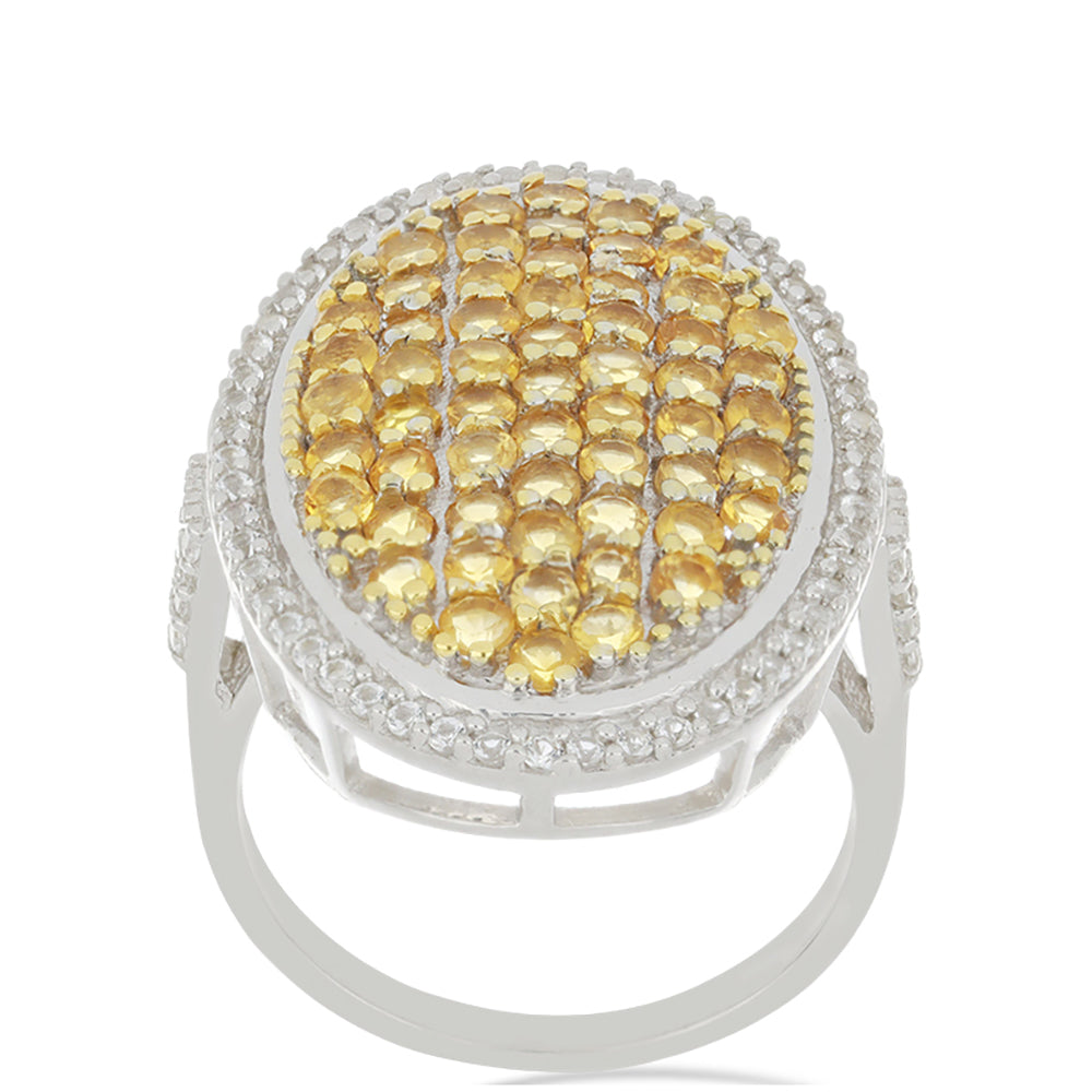 Silberring mit Zitrin aus dem Ural und weißem Topas 2 