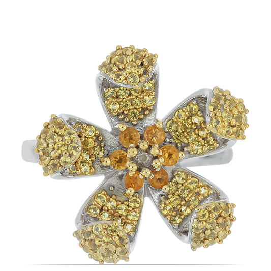 Silberring mit Zitrin aus dem Ural