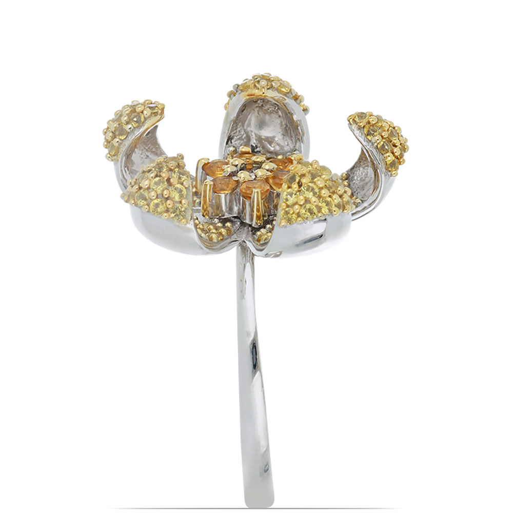 Silberring mit Zitrin aus dem Ural