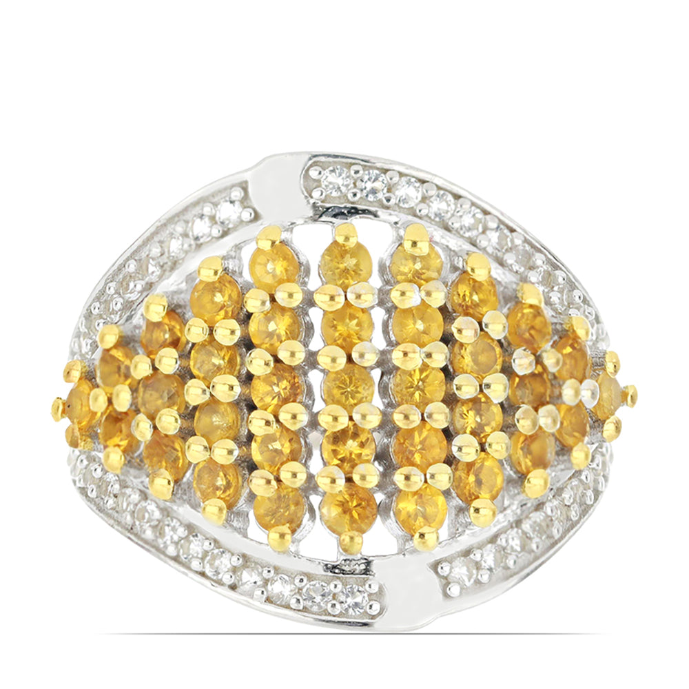 Silberring mit Zitrin aus dem Ural und weißem Topas 1 