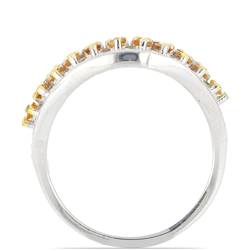 Silberring mit Zitrin aus dem Ural und weißem Topas 3 