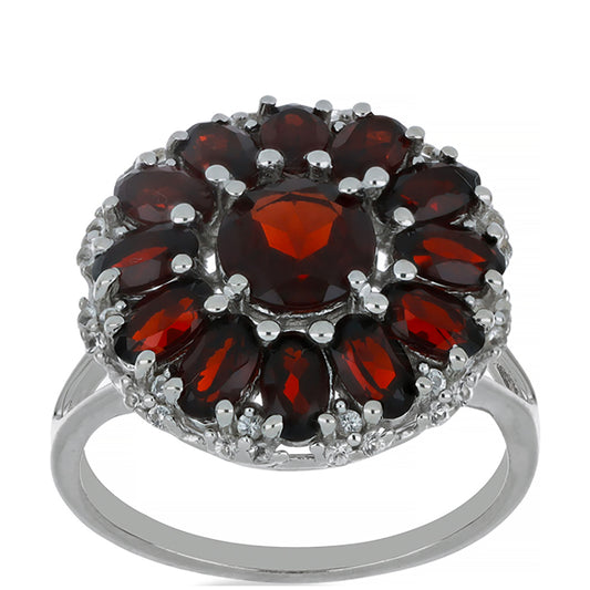 Silberring mit Barton Granat und weißem Topas