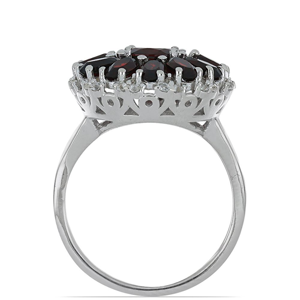 Silberring mit Barton Granat und weißem Topas 3 