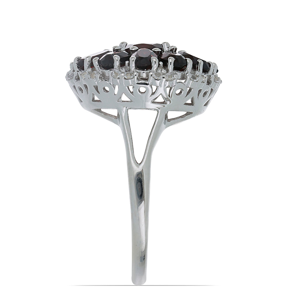 Silberring mit Barton Granat und weißem Topas