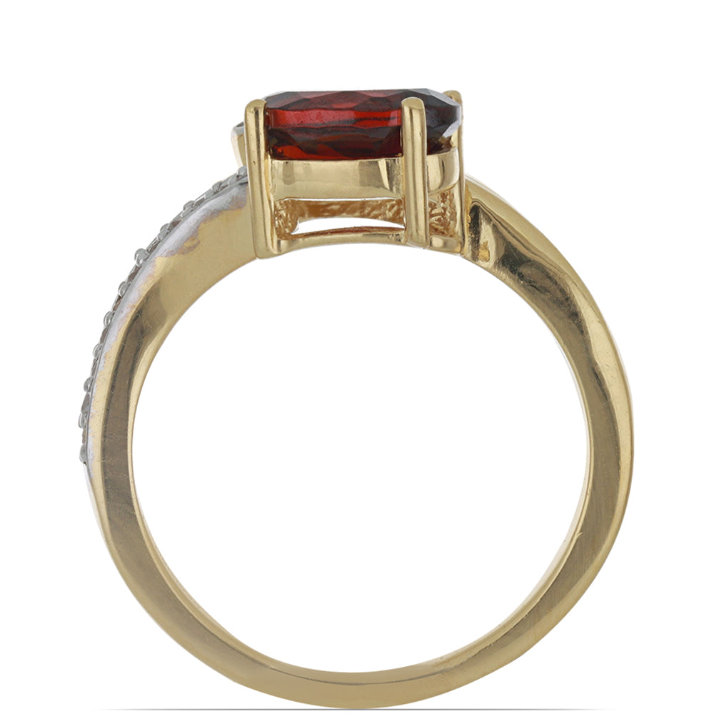 Goldplattierter Silberring mit Barton Granat und weißem Topas