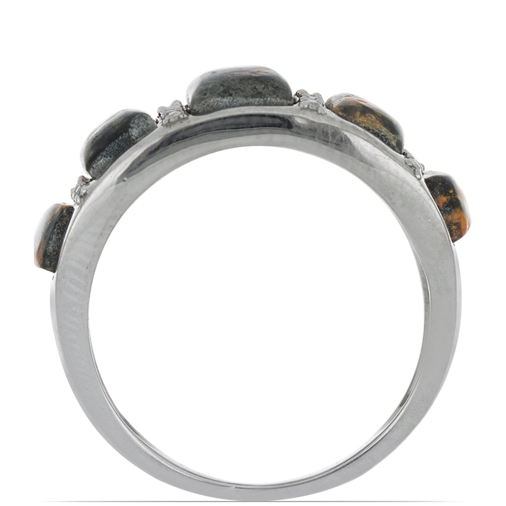 Silberring mit Hummeljaspis aus Martapura und weißem Topas