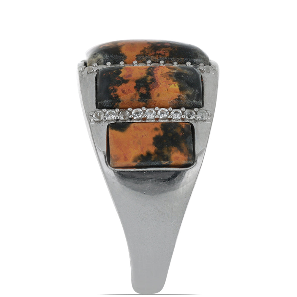 Silberring mit Hummeljaspis aus Martapura und weißem Topas 4 