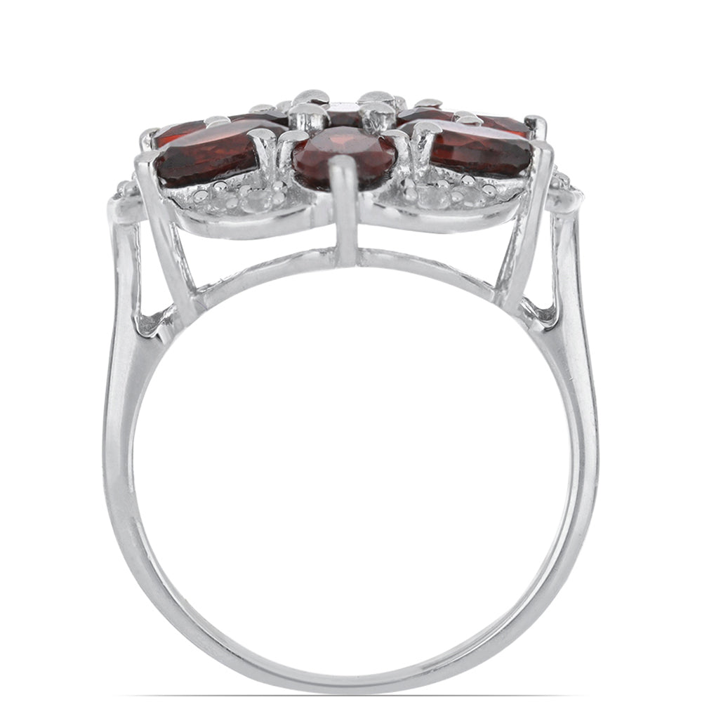 Silberring mit Barton Granat und weißem Topas 3 