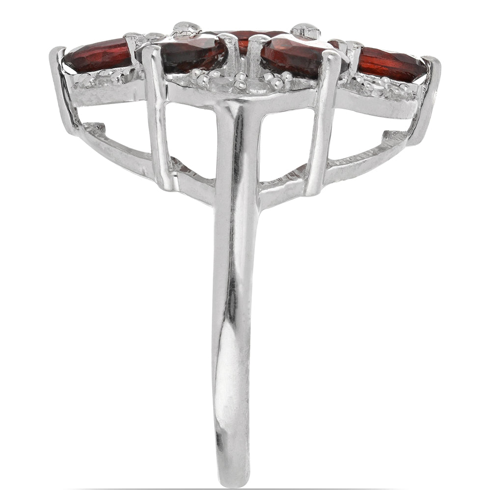 Silberring mit Barton Granat und weißem Topas 4 