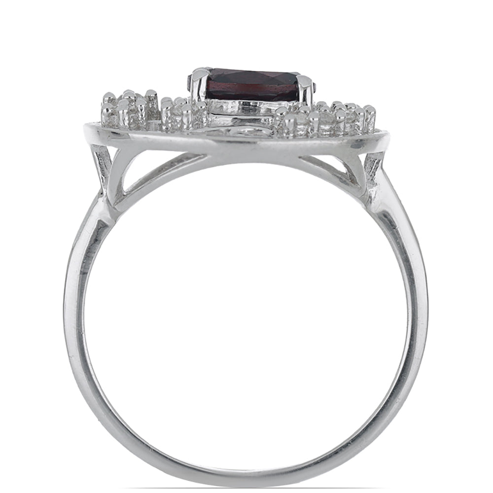 Silberring mit Barton Granat und weißem Topas