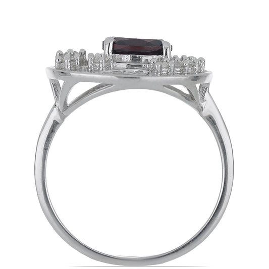 Silberring mit Barton Granat und weißem Topas