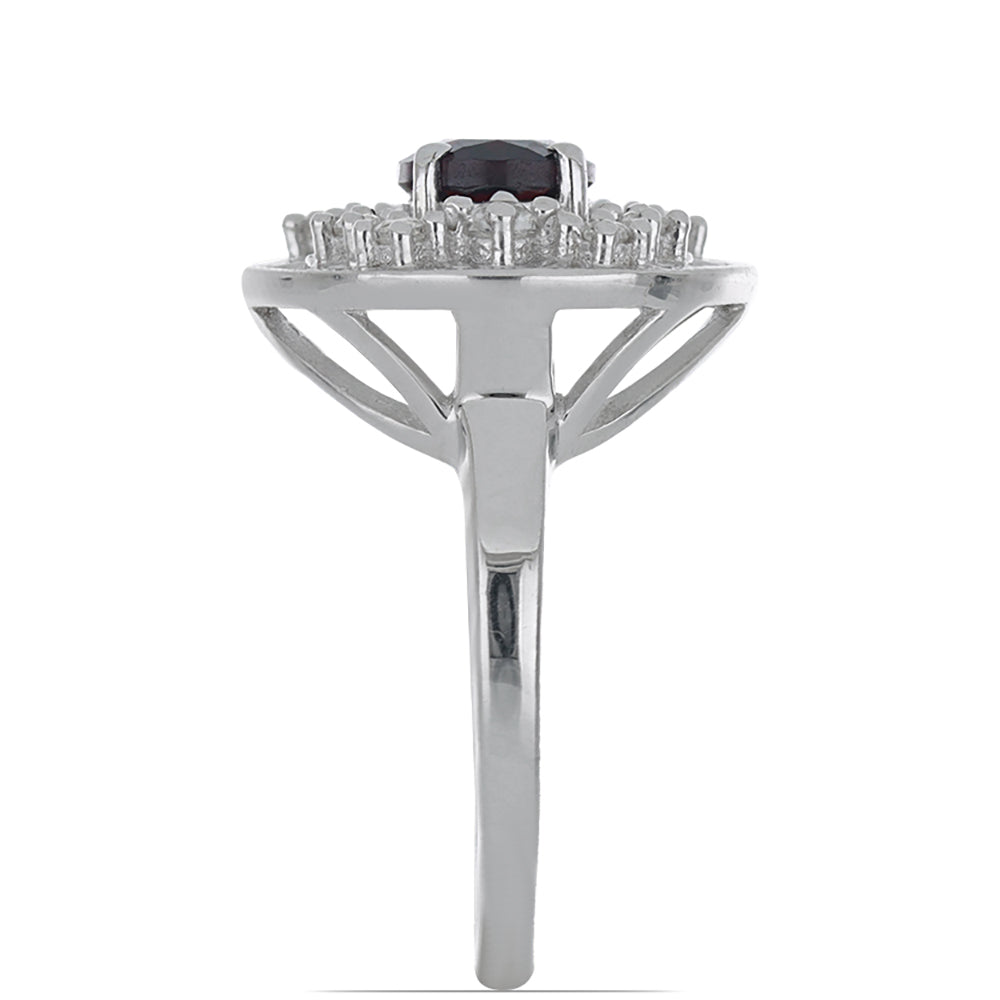 Silberring mit Barton Granat und weißem Topas 3 