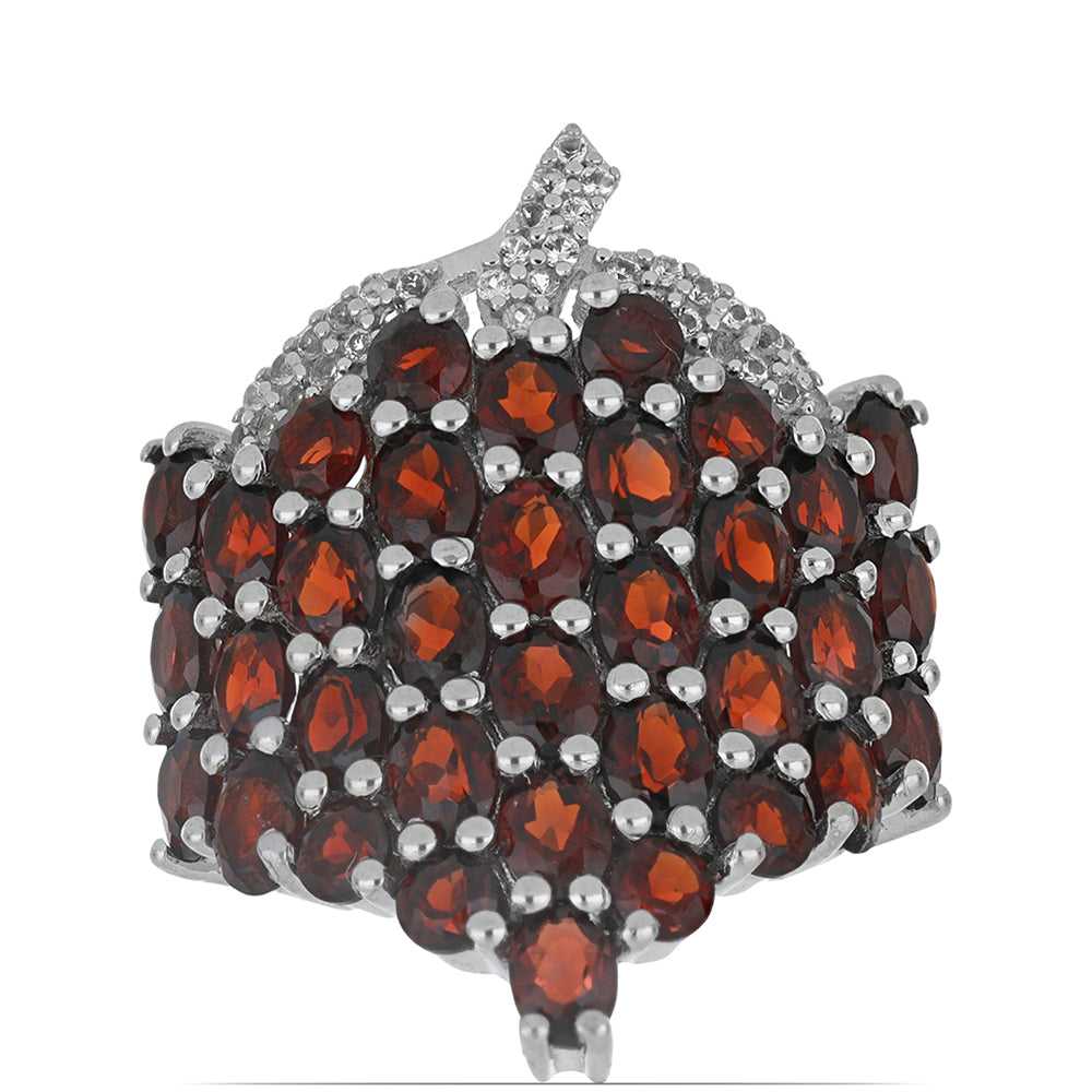 Silberring mit Barton Granat und weißem Topas 1 