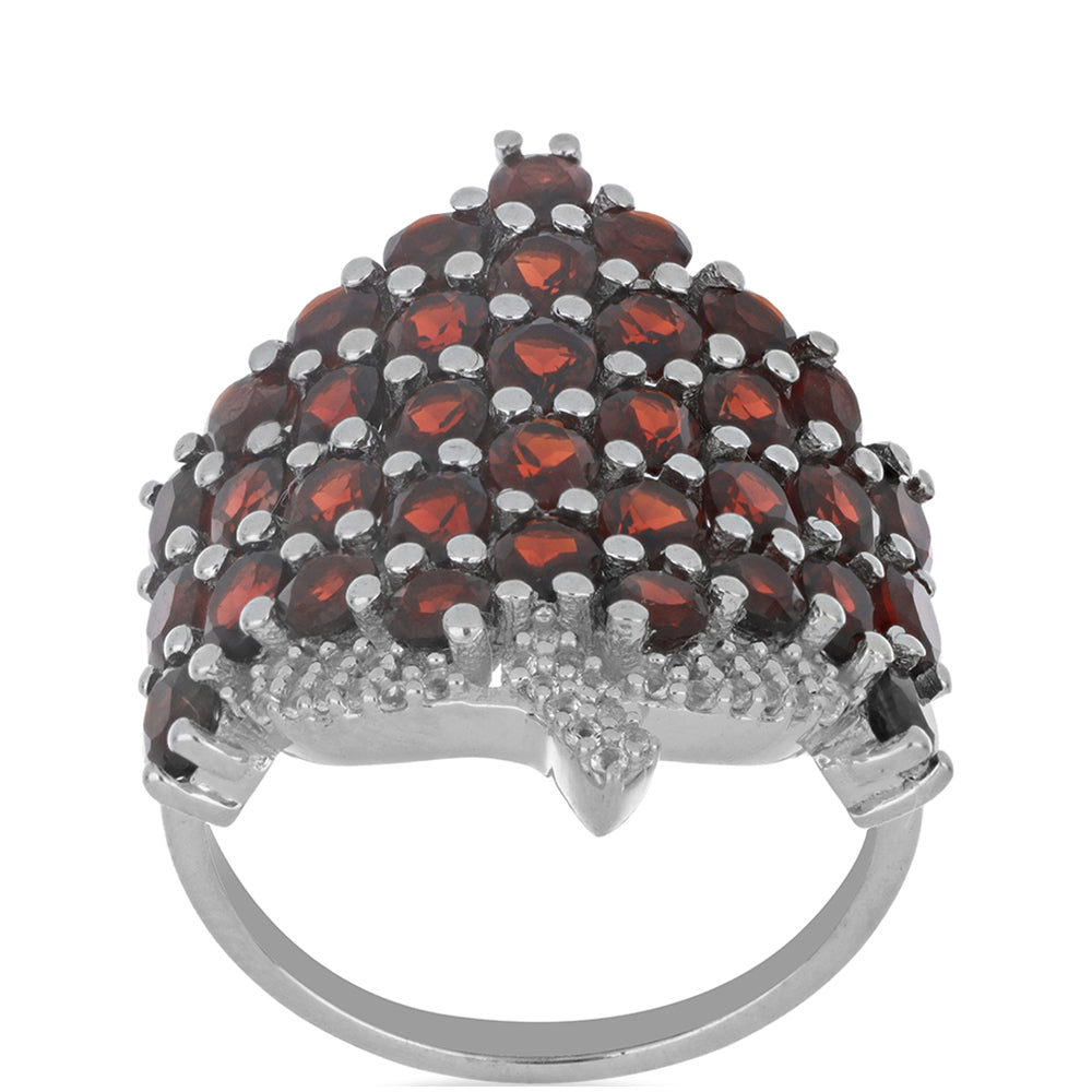 Silberring mit Barton Granat und weißem Topas 2 