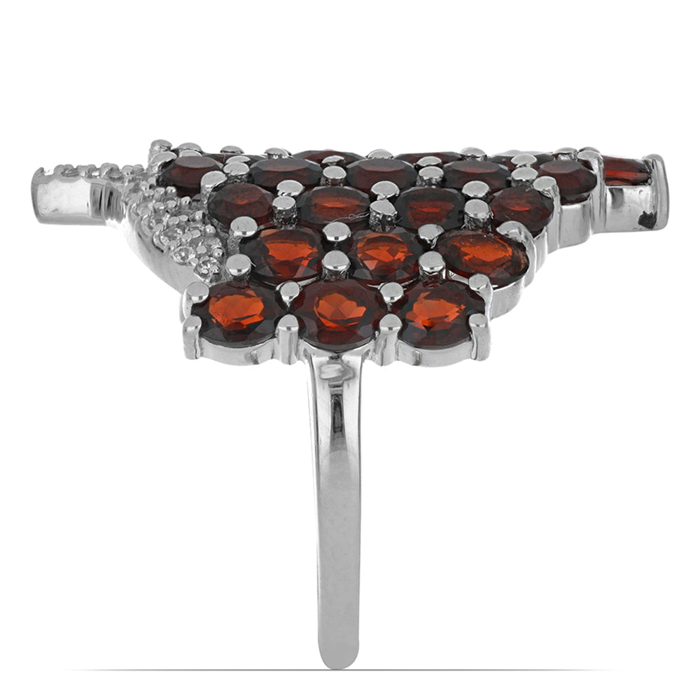 Silberring mit Barton Granat und weißem Topas 3 