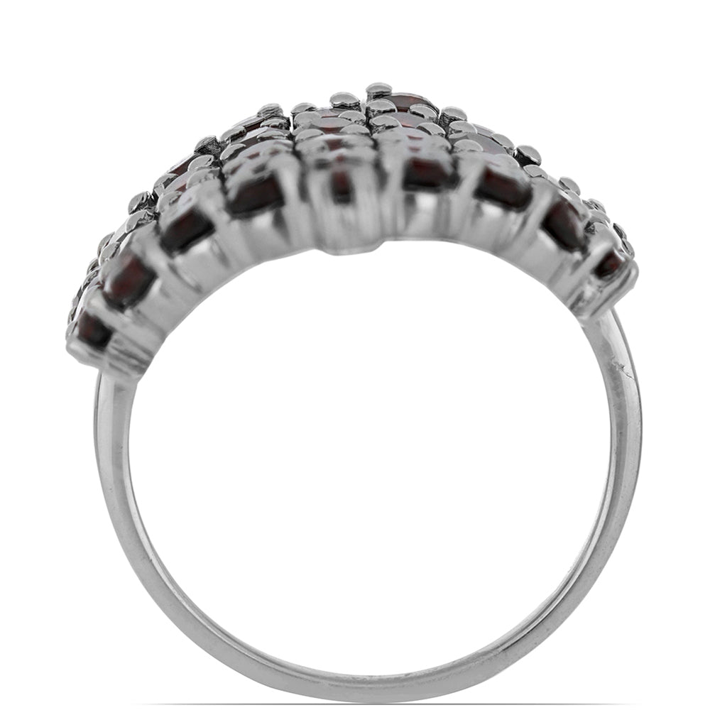 Silberring mit Barton Granat und weißem Topas 4 