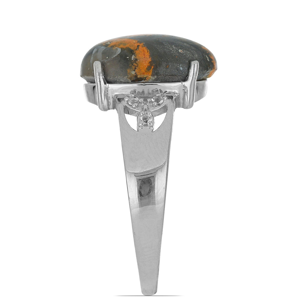 Silberring mit Hummeljaspis aus Martapura und weißem Topas 4 