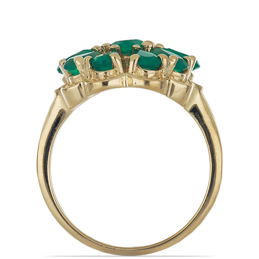 Goldplattierter Silberring mit grünem Achat