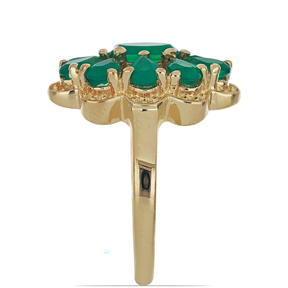 Goldplattierter Silberring mit grünem Achat 3 