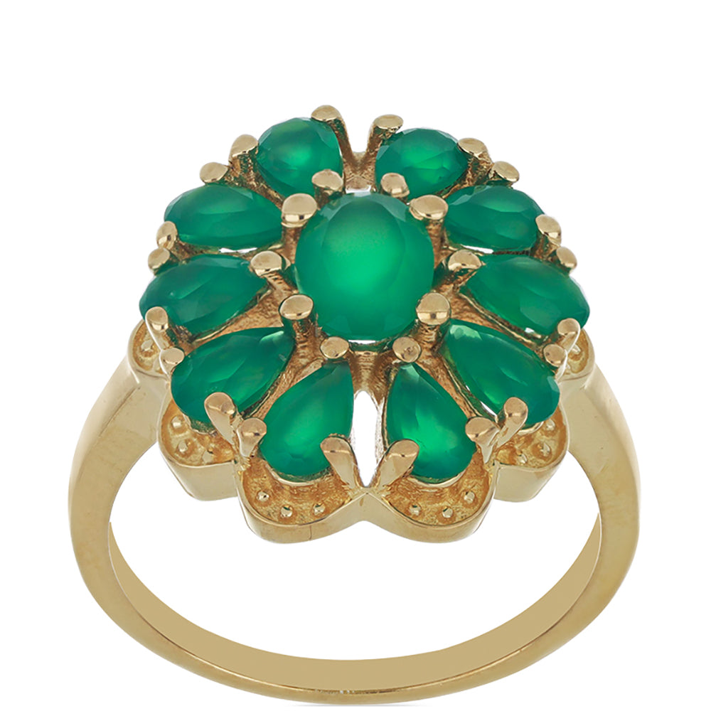 Goldplattierter Silberring mit grünem Achat 4 