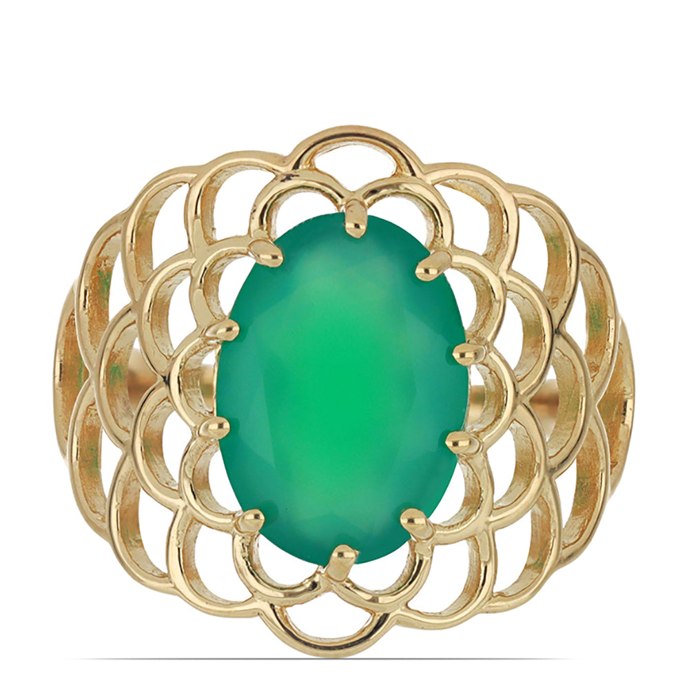 Goldplattierter Silberring mit grünem Achat