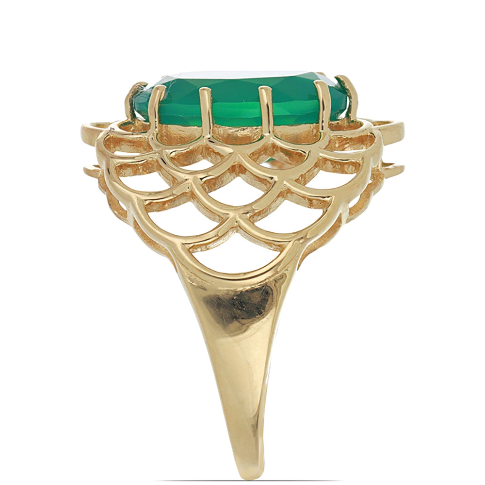 Goldplattierter Silberring mit grünem Achat 2 