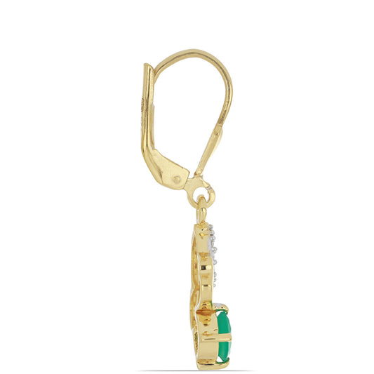 Goldplattierte Silberohrringe mit grünem Achat und weißem Topas