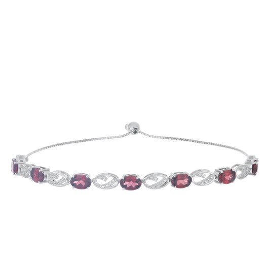 Silberarmband mit Barton Granat und weißem Topas