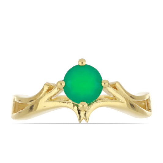 Goldplattierter Silberring mit grünem Achat