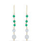 Goldplattierte Silberohrringe mit grünem Achat und weißer Süßwasserperle
