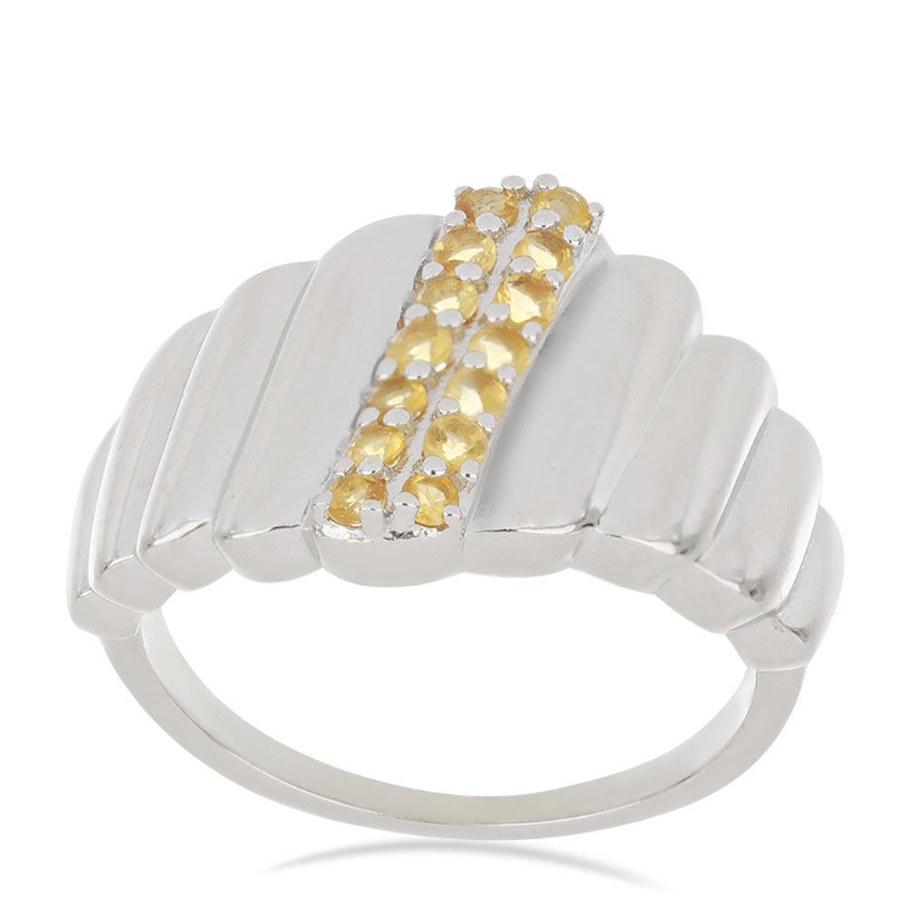 Silberring mit Zitrin aus dem Ural