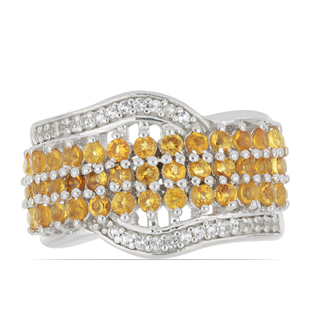 Silberring mit Zitrin aus dem Ural und weißem Topas 1 