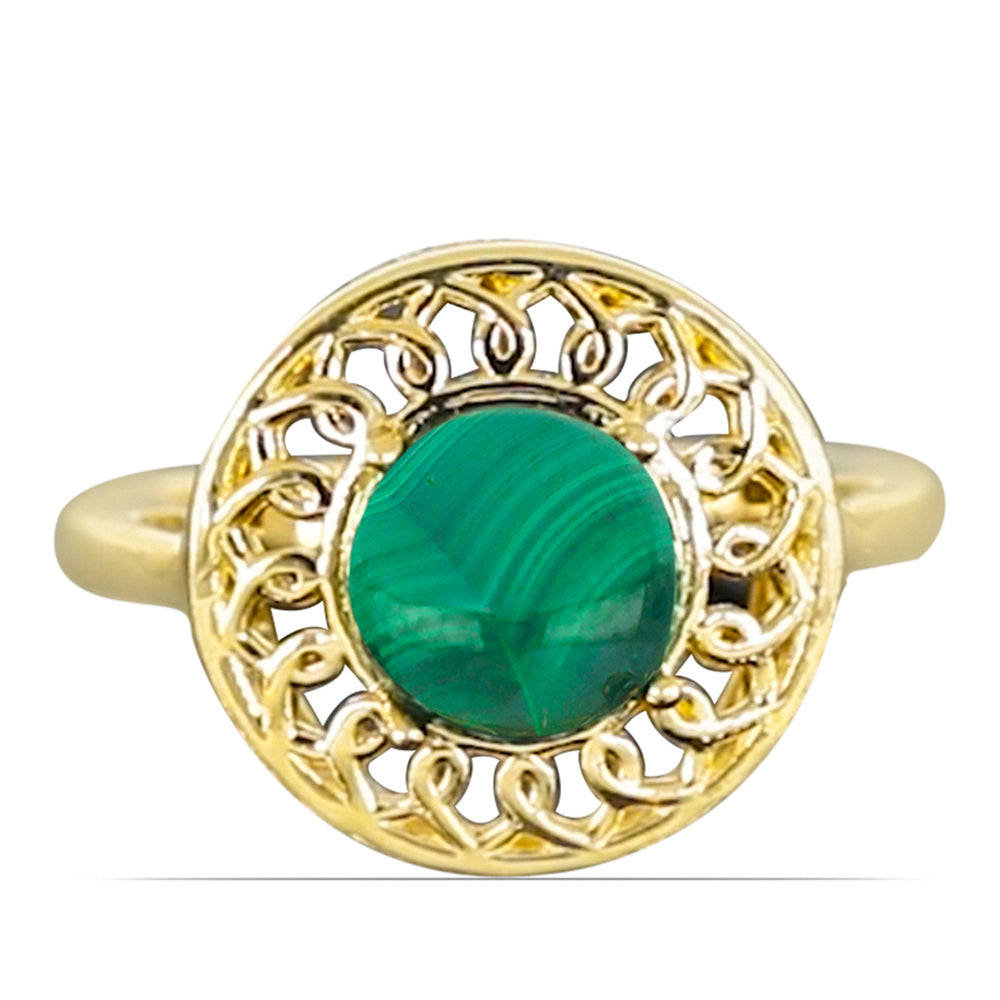 Goldplattierter Silberring mit Wales Malachit 1 