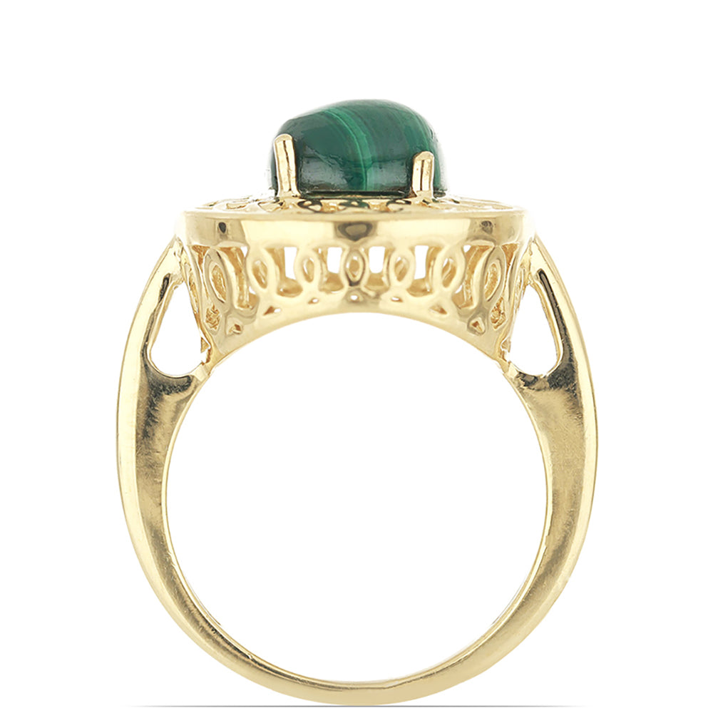 Goldplattierter Silberring mit Wales Malachit 2 