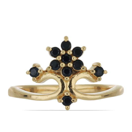 Goldplattierter Silberring mit schwarzem Spinell aus Gorno Badakhshan