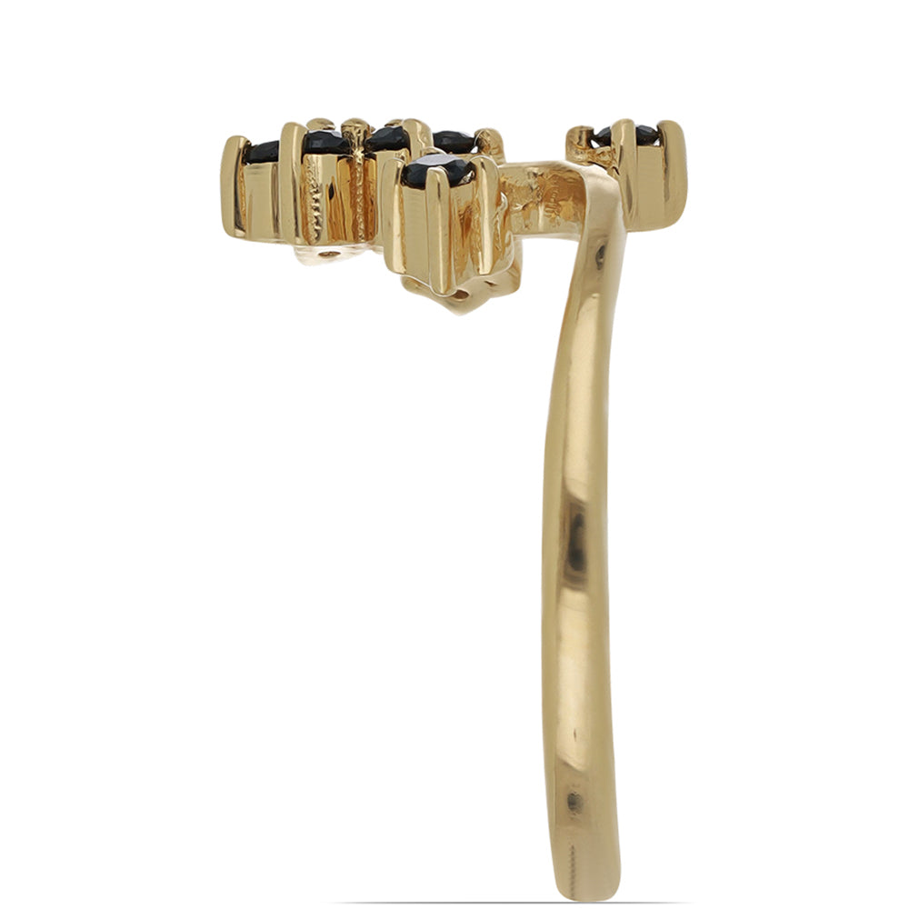 Goldplattierter Silberring mit schwarzem Spinell aus Gorno Badakhshan