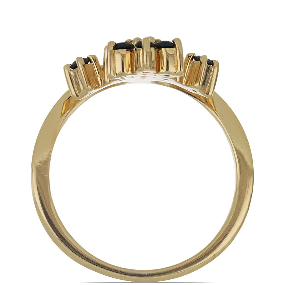 Goldplattierter Silberring mit schwarzem Spinell aus Gorno Badakhshan