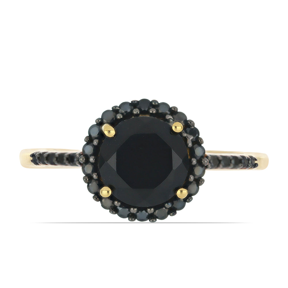 Goldplattierter Silberring mit schwarzem Spinell aus Gorno Badakhshan